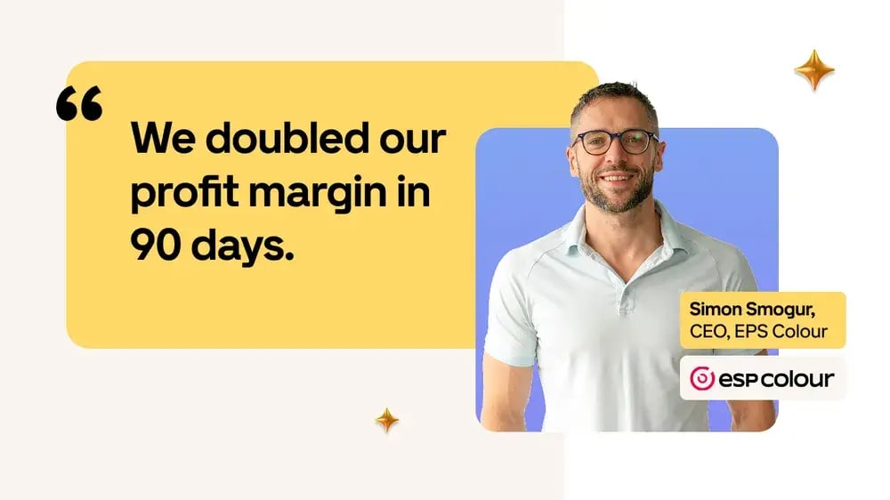 "Man with glasses smiling, standing next to a quote: