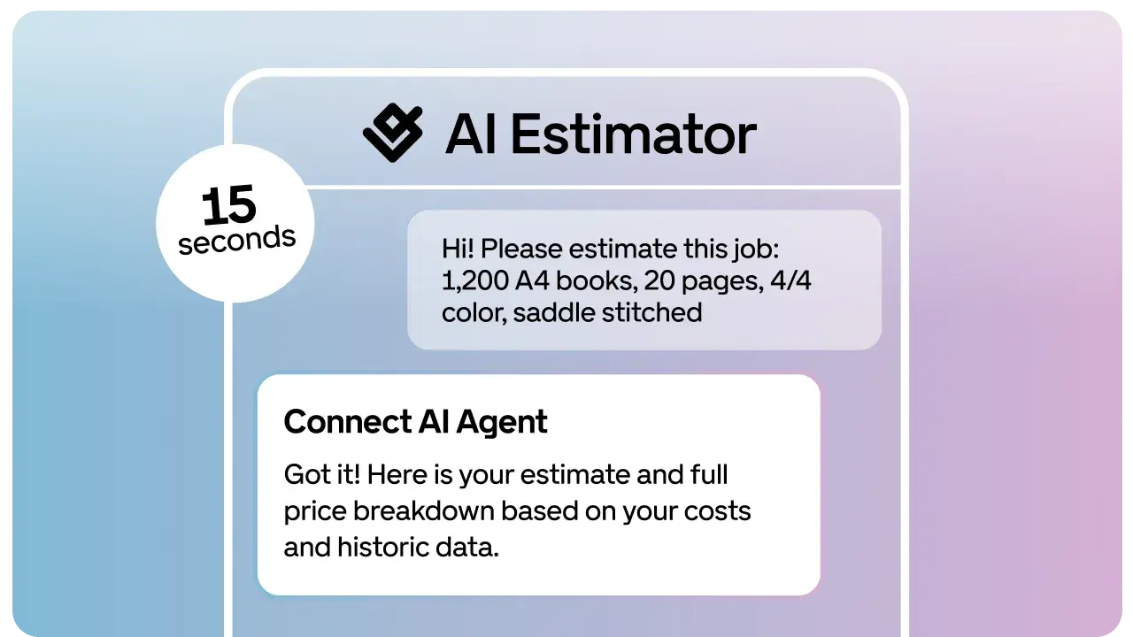 GelatoConnect AI Estimator generating a digital print quote